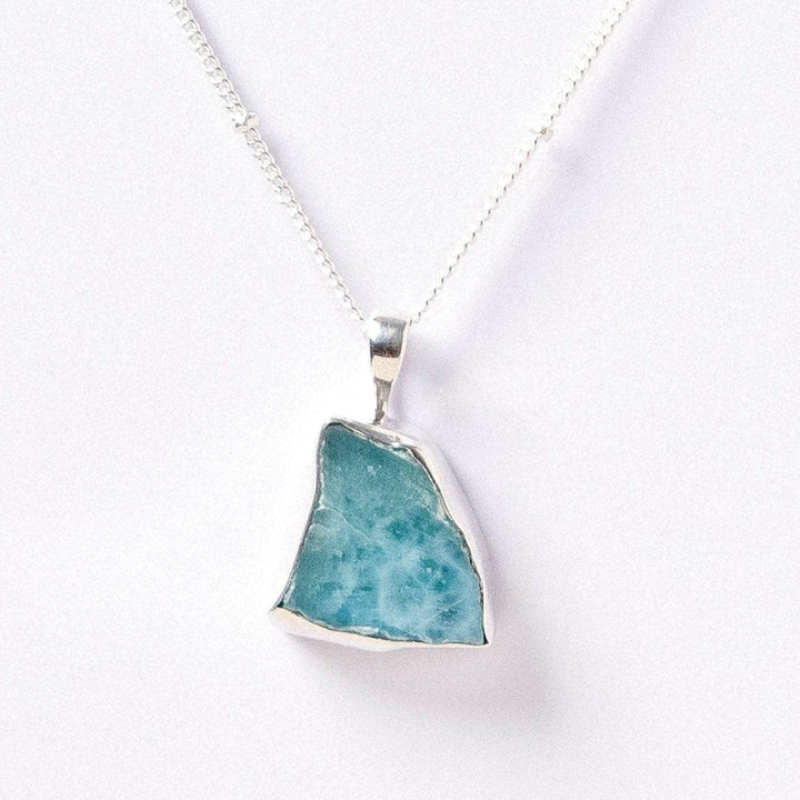 Rare Genuine Larimar Raw Crystal Necklace