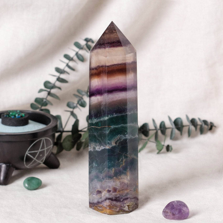 Rainbow Fluorite Obelisk - Large - AAA Premium Quality