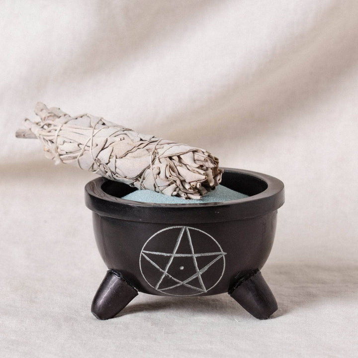 Pentacle Soapstone Smudge & Charcoal Burner Kit