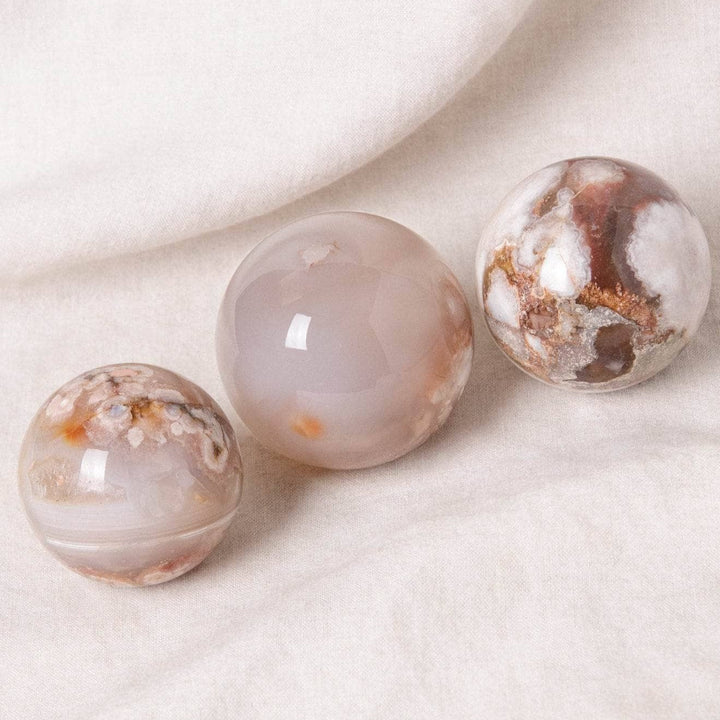 Sakura Cherry Blossom Agate Sphere with Tripod - AAA Premium Quality