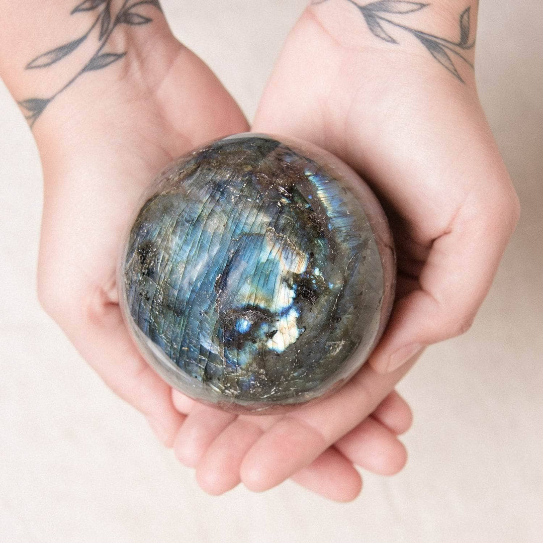 Labradorite Blue Flame Sphere with Tripod - 1 of a Kind