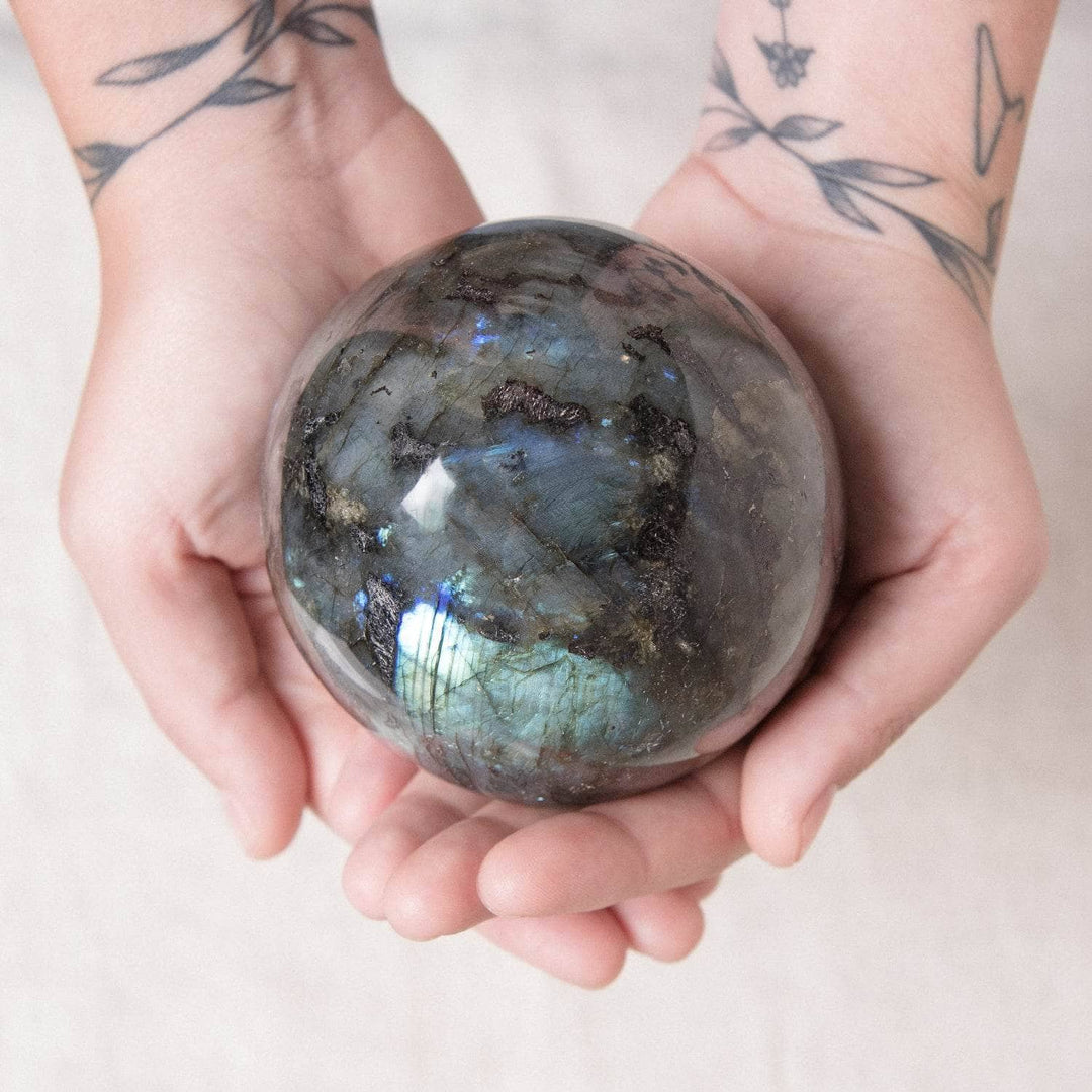 Labradorite Blue Flame Sphere with Tripod - 1 of a Kind