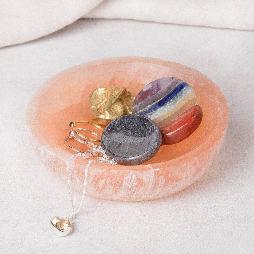 Peach Selenite Crystal Recharging Bowl