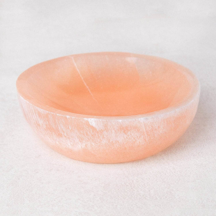 Peach Selenite Crystal Recharging Bowl