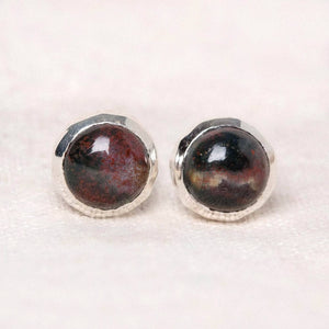 Bloodstone Gold or Silver Stud Earrings