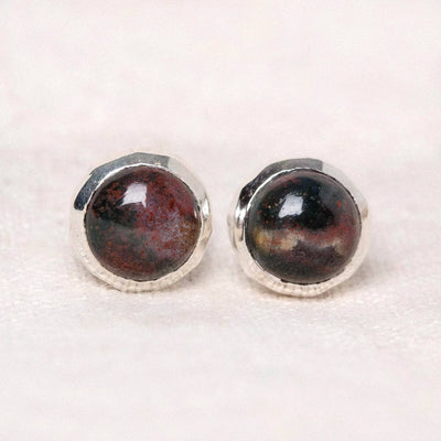 Bloodstone Gold or Silver Stud Earrings