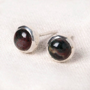 Bloodstone Gold or Silver Stud Earrings