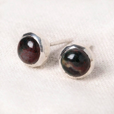 Bloodstone Gold or Silver Stud Earrings