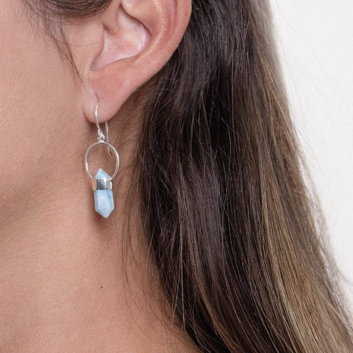 Rare Genuine Larimar Crystal Point Earrings