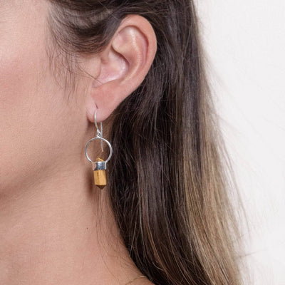 Tiger Eye Crystal Point Earrings