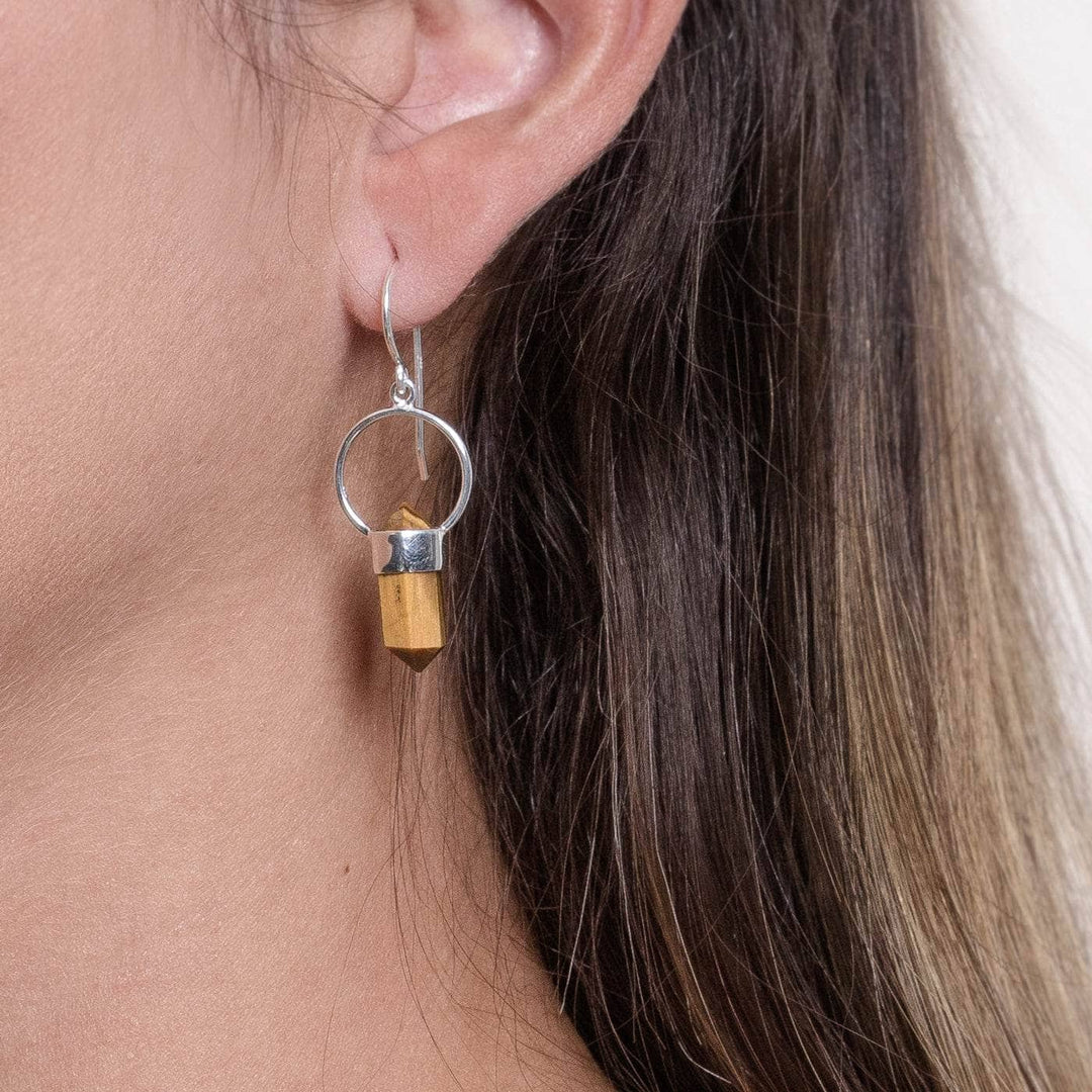 Tiger Eye Crystal Point Earrings