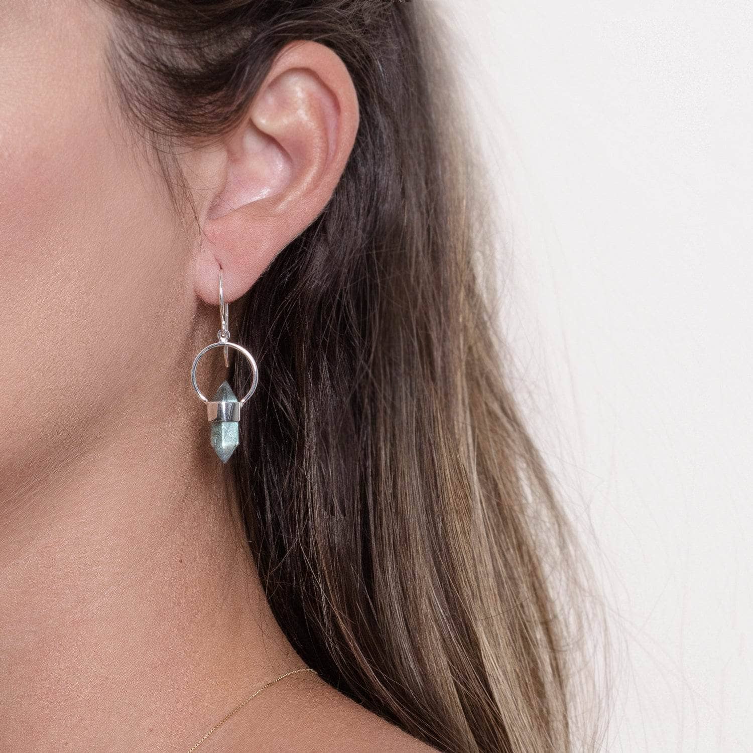 Labradorite Crystal Point Earrings