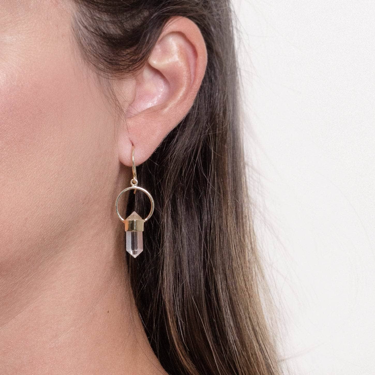 Clear Quartz Crystal Point Earrings