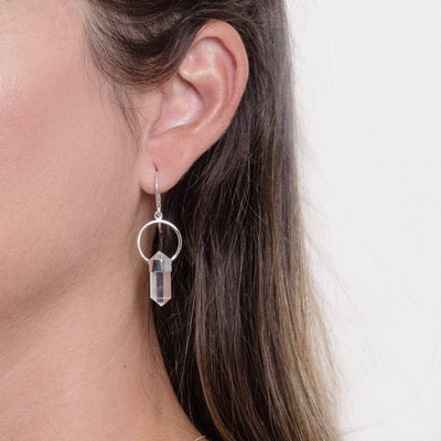 Clear Quartz Crystal Point Earrings