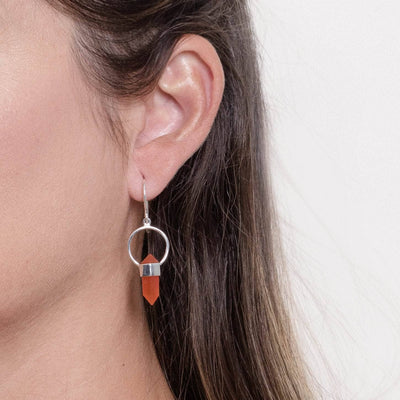 Carnelian Crystal Point Earrings