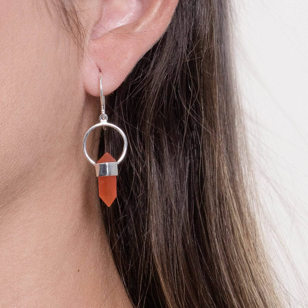 Carnelian Crystal Point Earrings