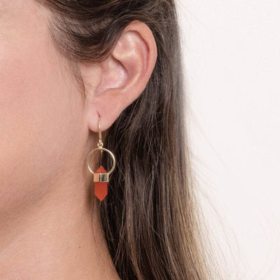 Carnelian Crystal Point Earrings