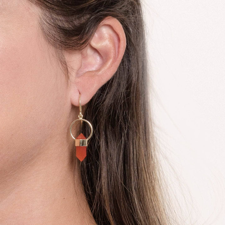 Carnelian Crystal Point Earrings