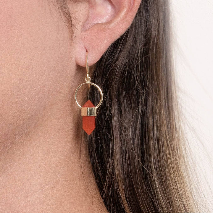 Carnelian Crystal Point Earrings