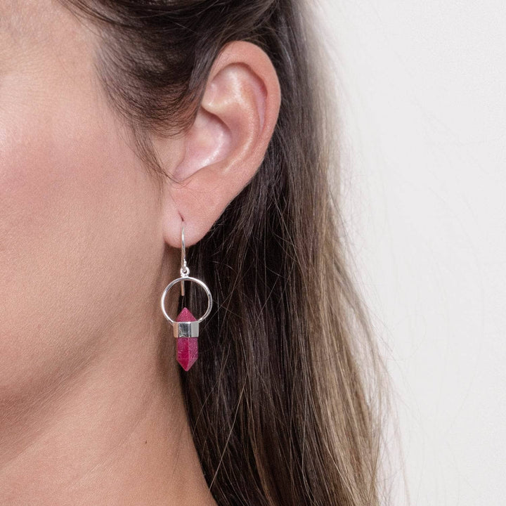 Ruby Crystal Point Earrings