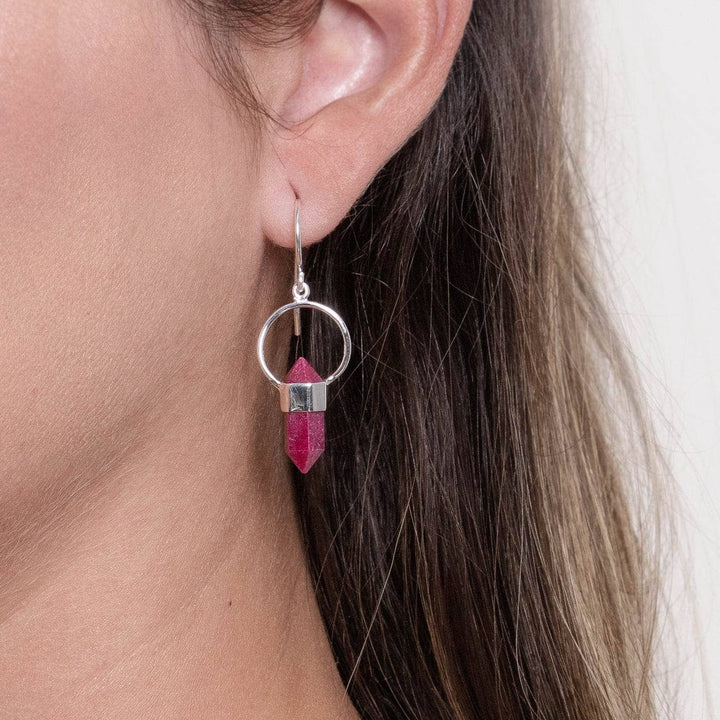 Ruby Crystal Point Earrings