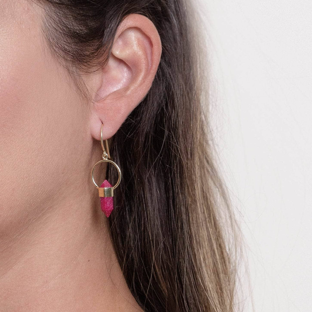 Ruby Crystal Point Earrings