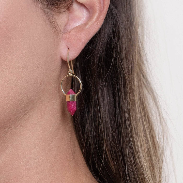 Ruby Crystal Point Earrings