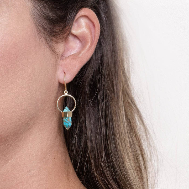 Genuine Turquoise Crystal Point Earring