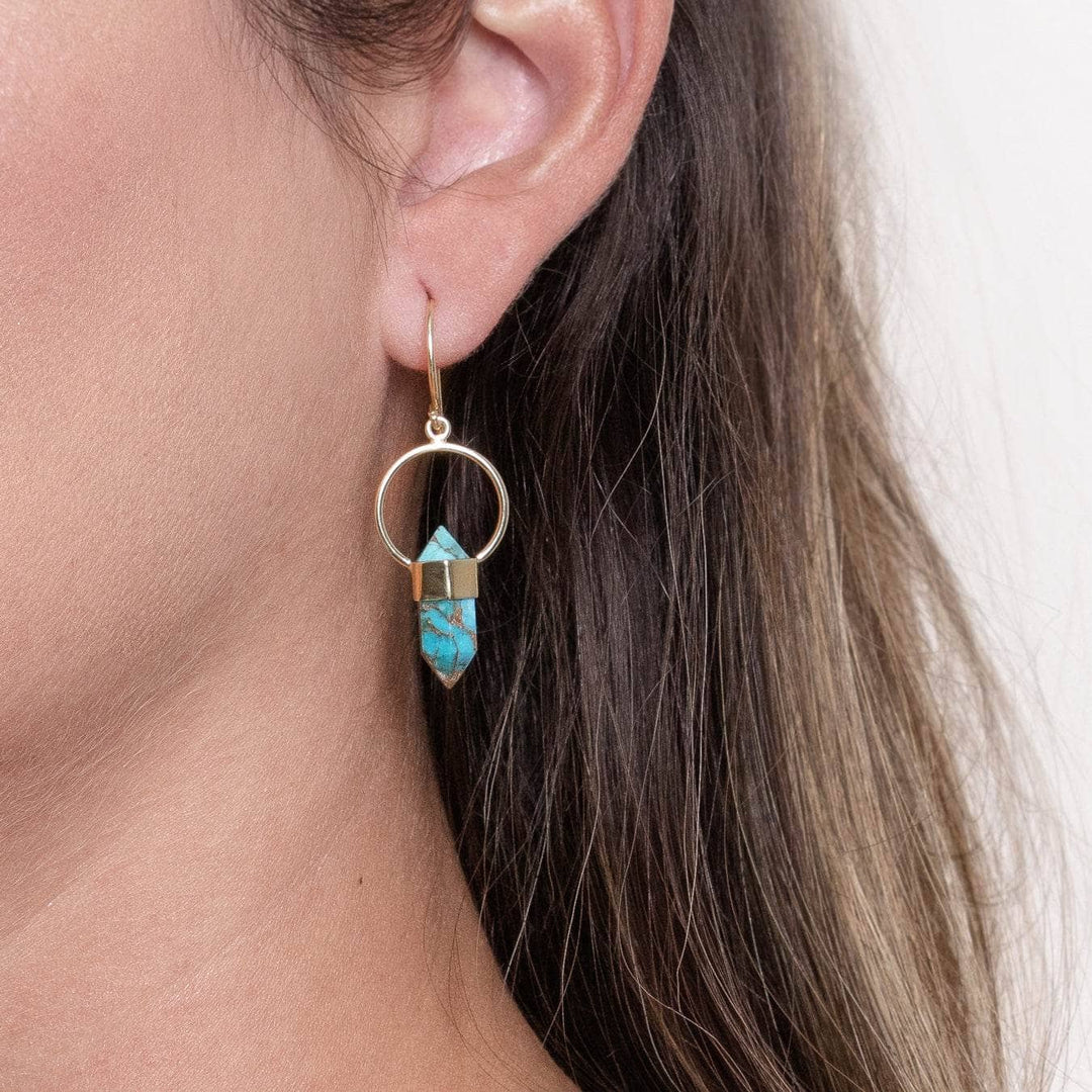 Genuine Turquoise Crystal Point Earring