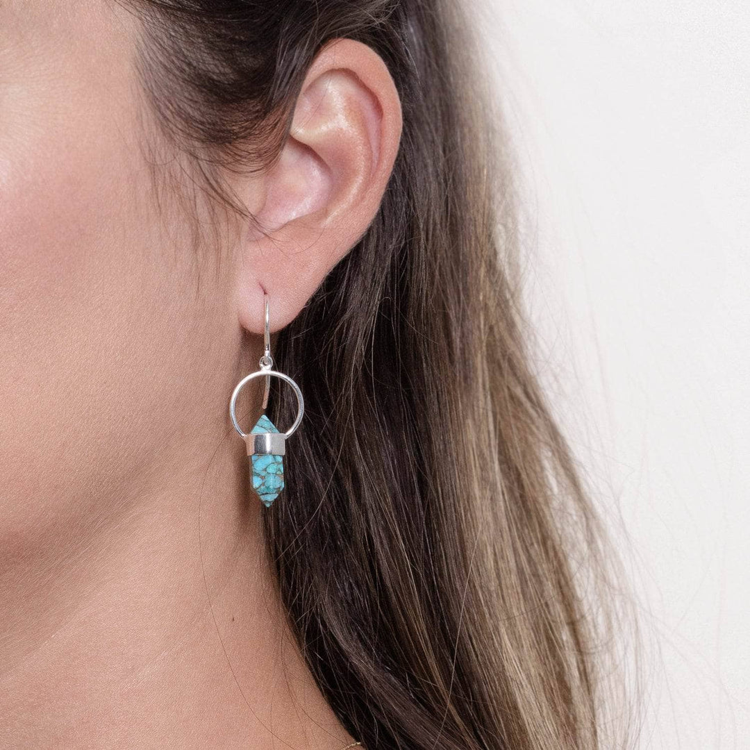 Genuine Turquoise Crystal Point Earring