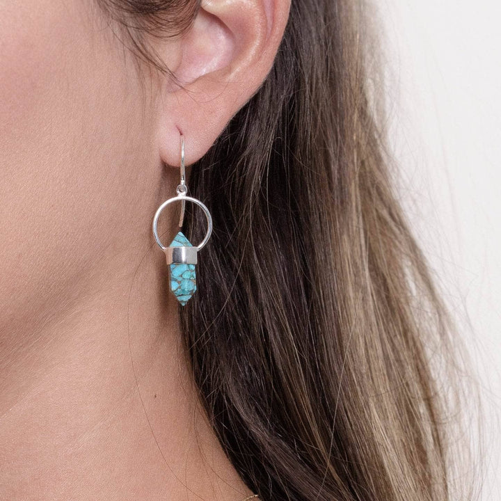 Genuine Turquoise Crystal Point Earring