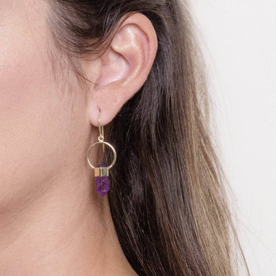 Amethyst Crystal Point Earrings
