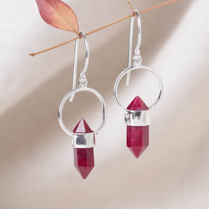 Ruby Crystal Point Earrings