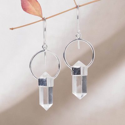 Clear Quartz Crystal Point Earrings