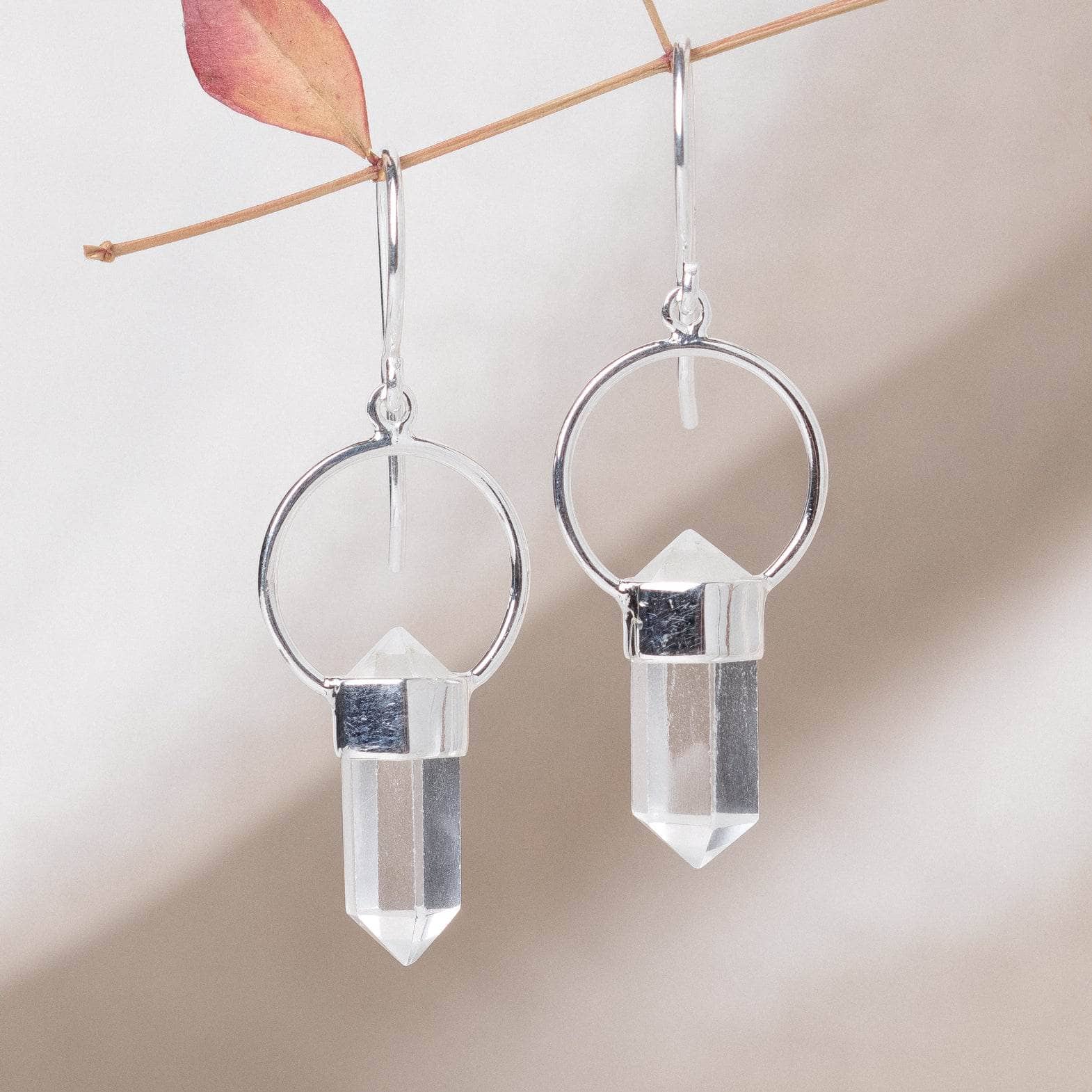 Clear Quartz Crystal Point Earrings