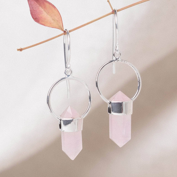 Rose Quartz Crystal Point Earrings