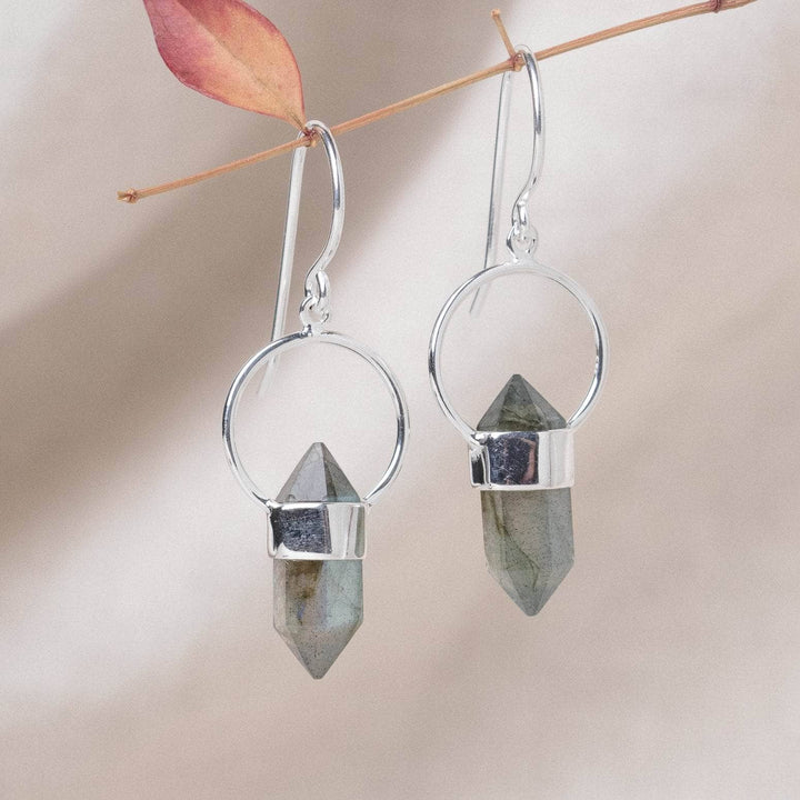 Labradorite Crystal Point Earrings