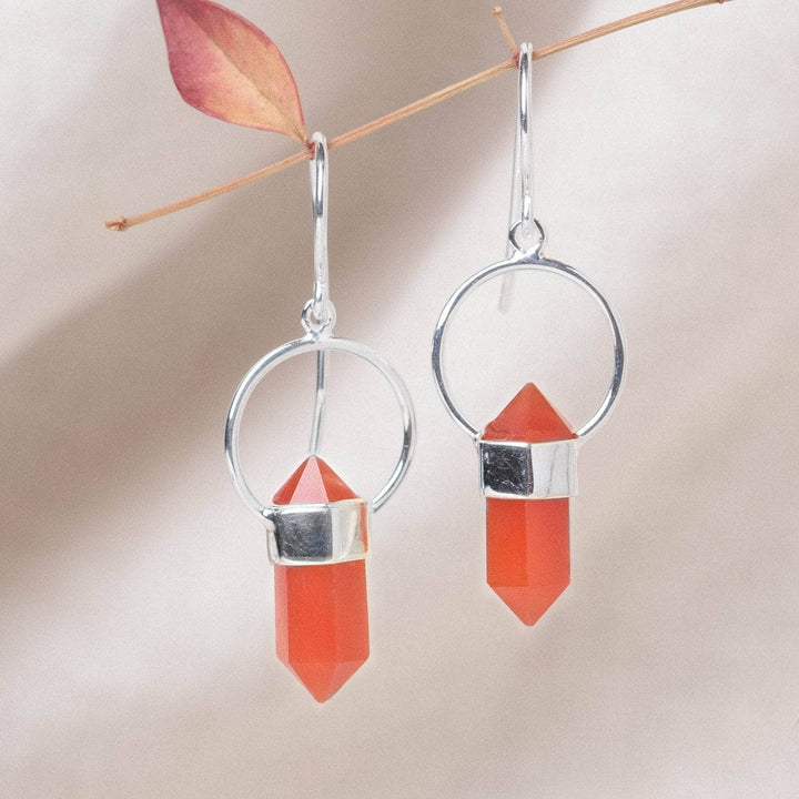 Carnelian Crystal Point Earrings