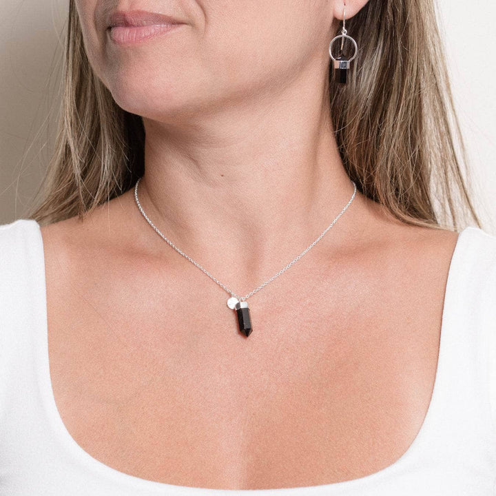 Delicate Black Tourmaline Crystal Point Necklace