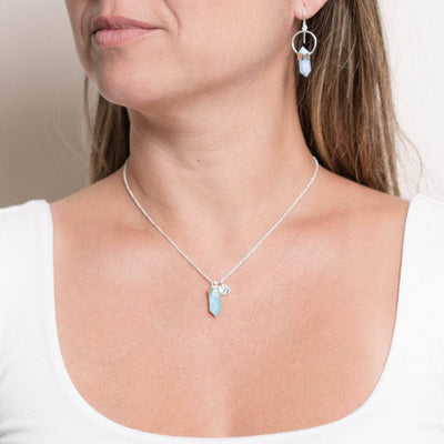 Delicate Rare Genuine Larimar Crystal Point Necklace