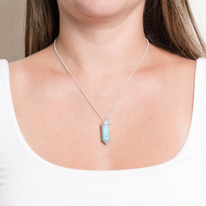 Rare Genuine Larimar Crystal Point Necklace