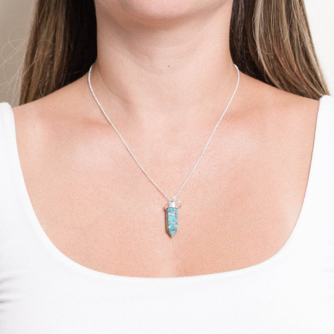 Genuine Turquoise Crystal Point Necklace