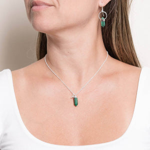 Delicate Genuine Malachite Crystal Point Necklace