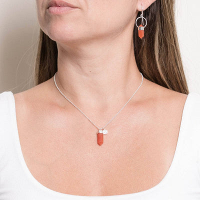 Delicate Carnelian Crystal Point Necklace