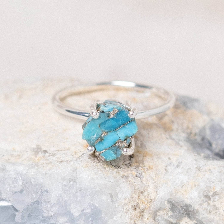 Natural Turquoise Raw Freeform Gold or Silver Ring