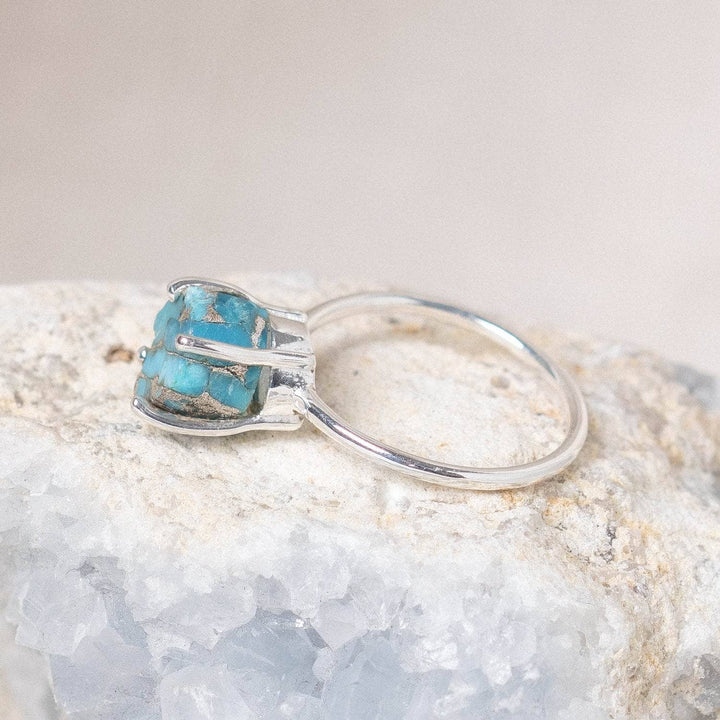 Natural Turquoise Raw Freeform Gold or Silver Ring