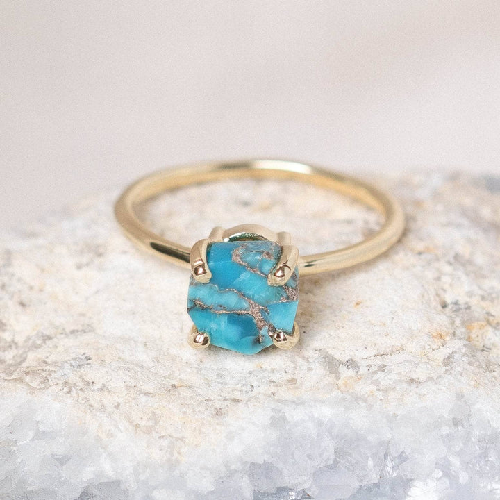 Natural Turquoise Raw Freeform Gold or Silver Ring