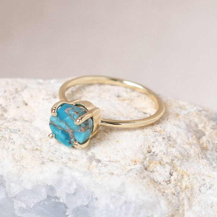 Natural Turquoise Raw Freeform Gold or Silver Ring