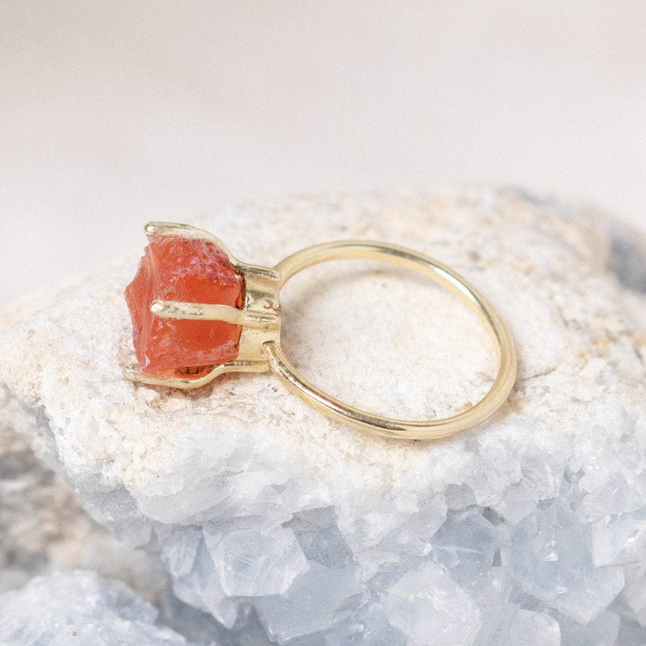 Carnelian Raw Freeform Gold or Silver Ring