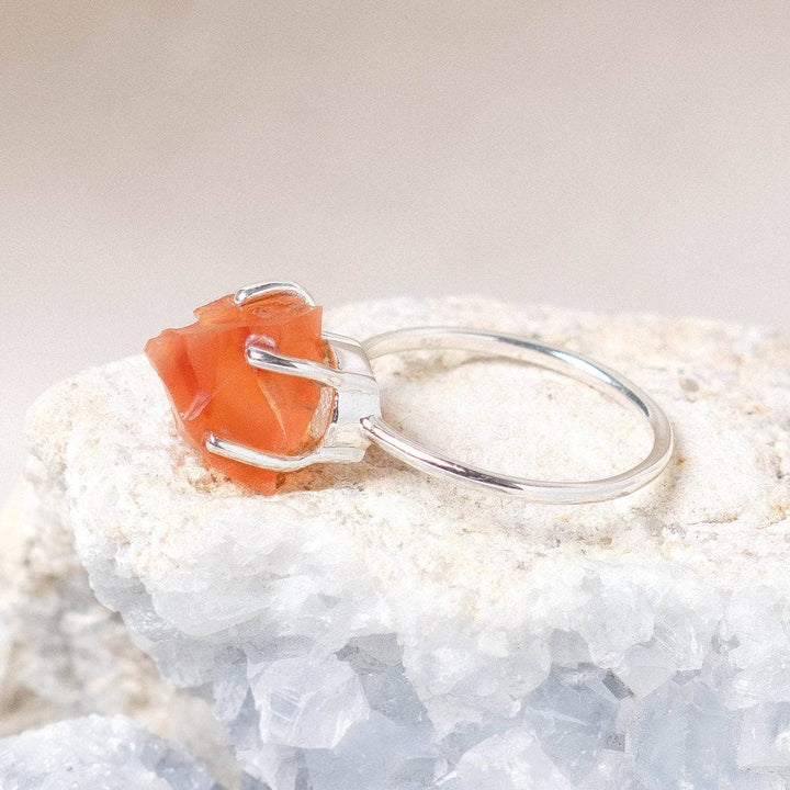 Carnelian Raw Freeform Gold or Silver Ring